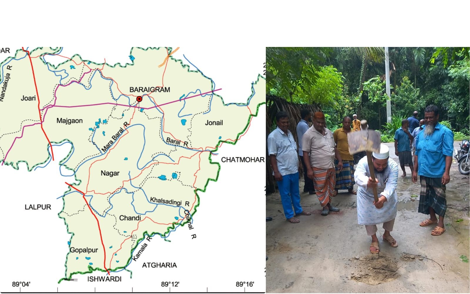 বড়াইগ্রামের জোনাইল ইউনিয়নে একাধিক মাটির রাস্তার টেকসই উন্নয়নের কাজ শুরু