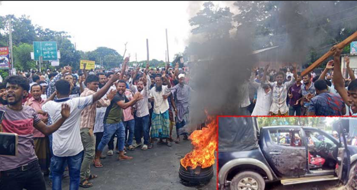 ভাঙ্গা থানা ও উপজেলা পরিষদে হামলা, চরম ভোগান্তিতে যাত্রীরা