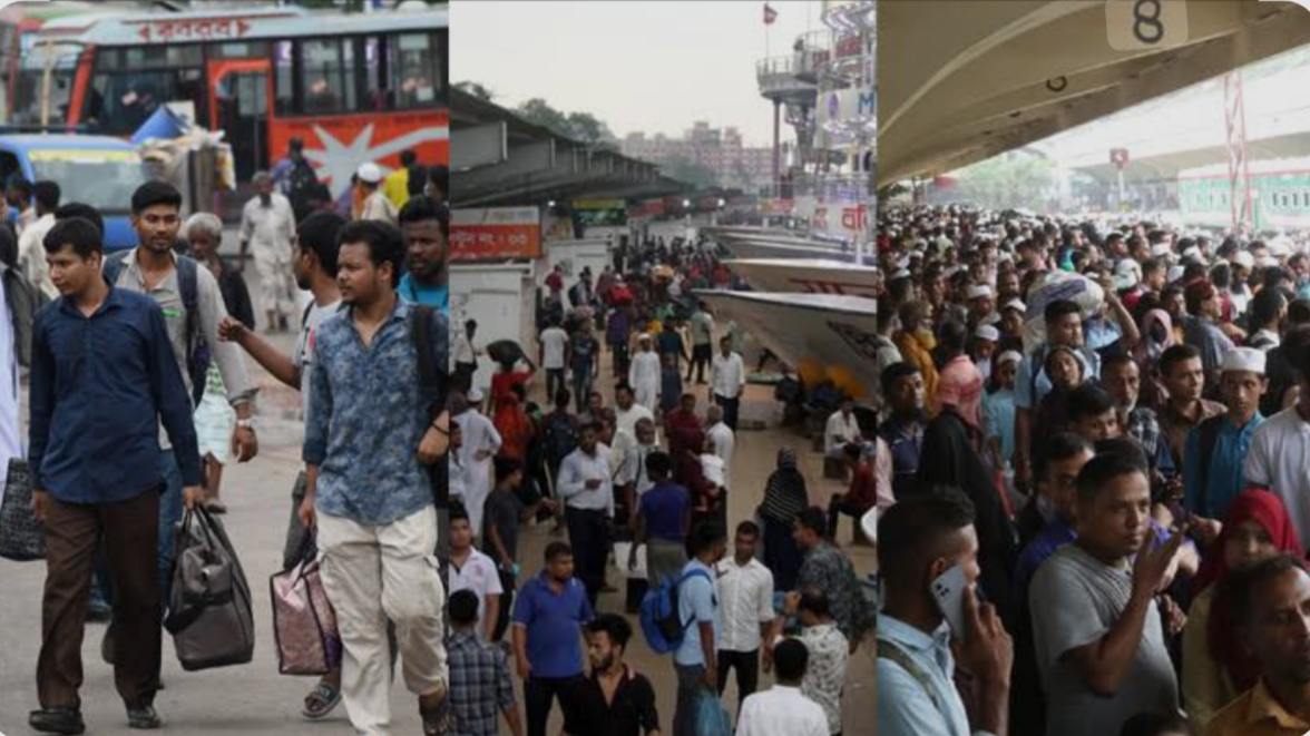 শেষ মুহূর্তে ঢাকা ছাড়ছেন কর্মজীবী মানুষ, তবে যাত্রীর চাপ কম